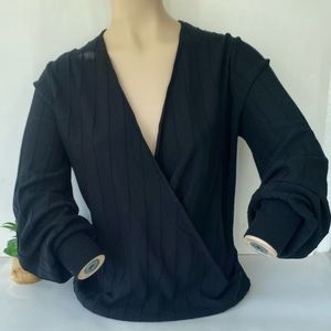 Prologue vneck wrap pullover women’s sweater blk M